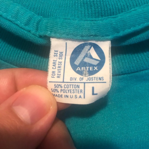 Vintage Snoopy Charles M Schulz Artex T-Shirt 1971 Atlanta Adult Size L Teal - Picture 3 of 6